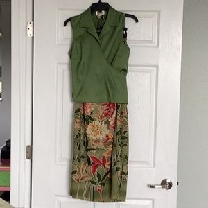 Two piece top and skirt outfit.